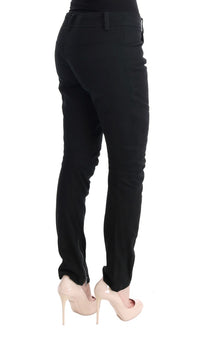 Ermanno Scervino Black Cotton Slim Fit Casual Women's Pants