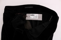 Ermanno Scervino Black Viscose Blend Velvet Cropped Women's Pants