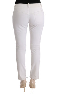 Ermanno Scervino White Cotton Slim Fit Casual Women's Pants