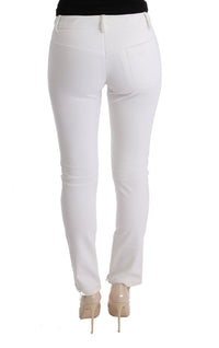 Ermanno Scervino White Cotton Slim Fit Casual Women's Pants