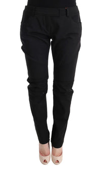 Ermanno Scervino Black Cotton Slim Fit Casual Women's Pants