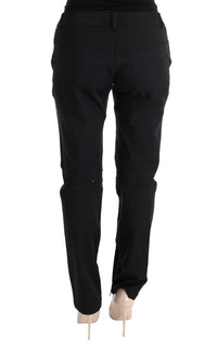 Ermanno Scervino Black Cotton Slim Fit Casual Women's Pants