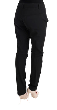 Ermanno Scervino Black Cotton Slim Fit Casual Women's Pants