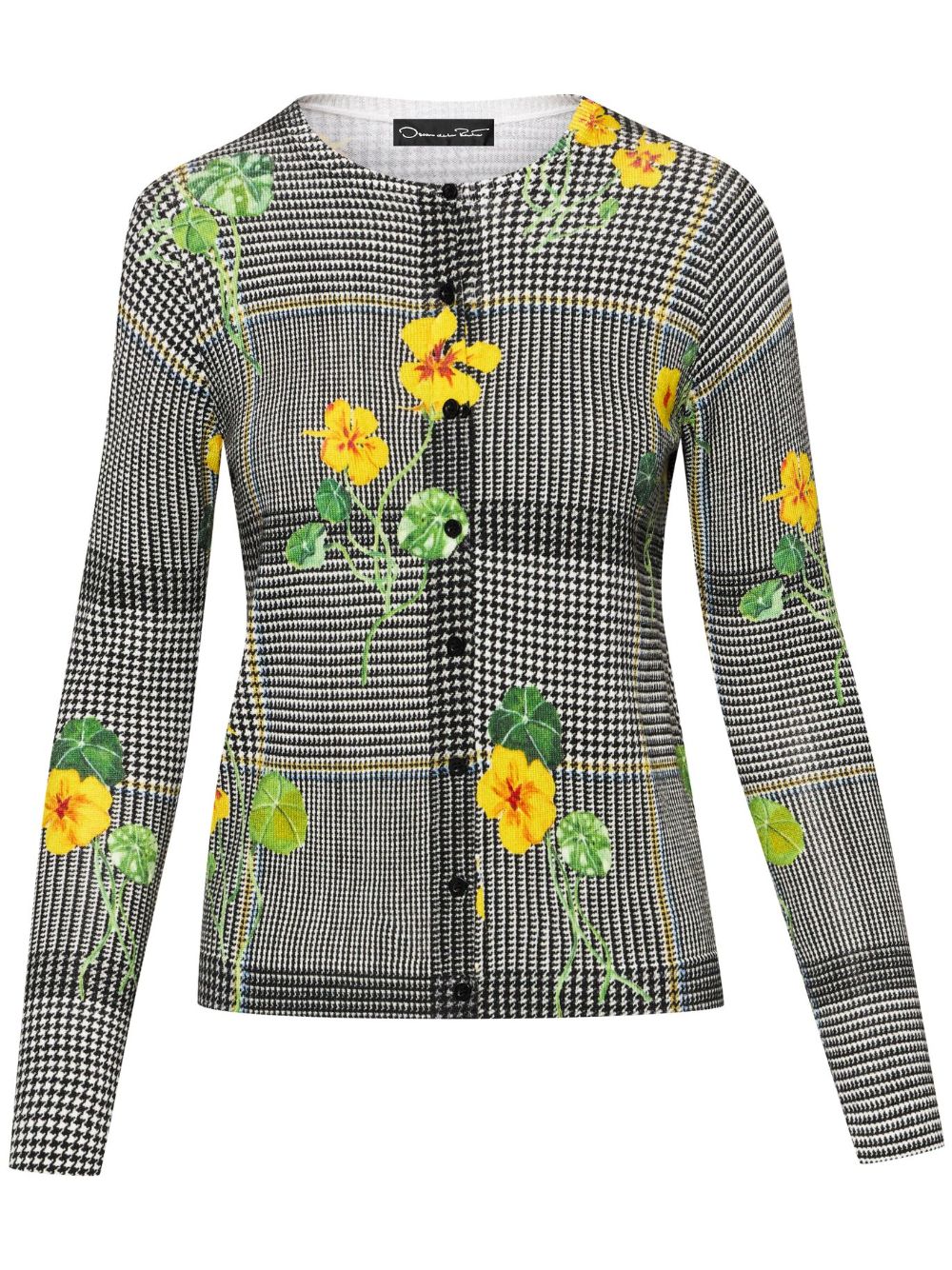 Oscar De La Renta Women's Nasturtium Floral Plaid Printed Cardigan In Ivory Multi M M Multicolor