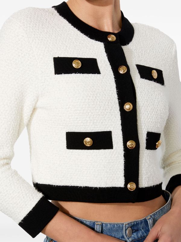 alice + olivia Claira Cardigan, Soft White/Black