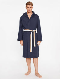 Hugo Boss Men's Iconic French Terry Robe, Blue Blue