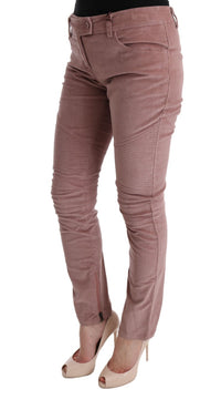 Ermanno Scervino Pink Velvet Cropped Casual Women's Pants