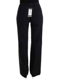 Ermanno Scervino Black Viscose Flare Bootcut Women's Pants