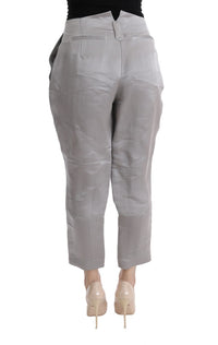 Ermanno Scervino Gray Silk Cropped Casual Women's Pants