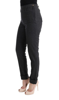 Ermanno Scervino Gray Virgin Wool Skinny Casual Women's Pants