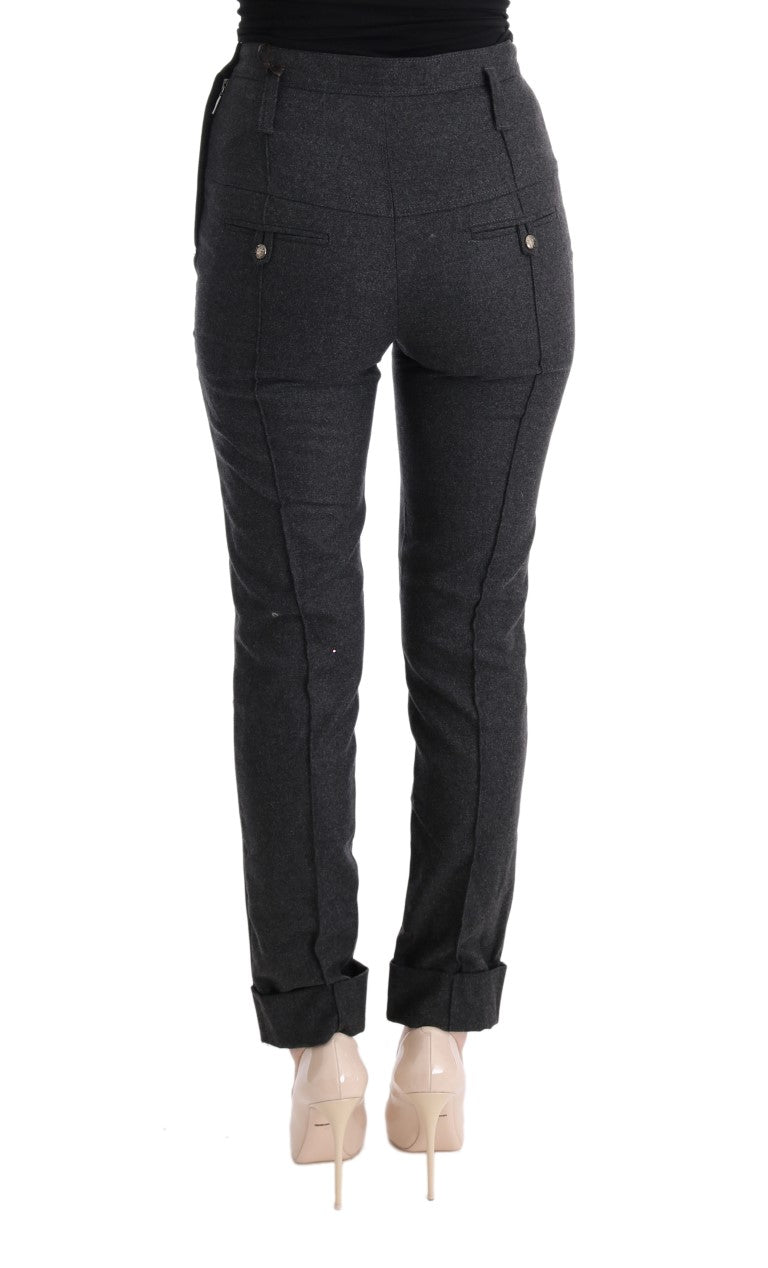 Ermanno Scervino Gray Virgin Wool Skinny Casual Women's Pants