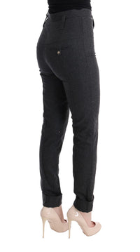 Ermanno Scervino Gray Virgin Wool Skinny Casual Women's Pants