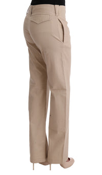 Ermanno Scervino Beige Cotton Wool Regular Fit Women's Pants