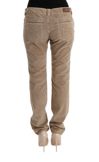 Ermanno Scervino Beige Cotton Velvet Regular Fit Women's Pants