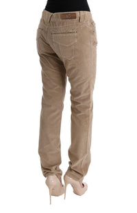Ermanno Scervino Beige Cotton Velvet Regular Fit Women's Pants