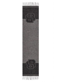 Hugo Boss Men's Rikard B Monogram Wool Scarf, Medium Grey One Size Medium Grey