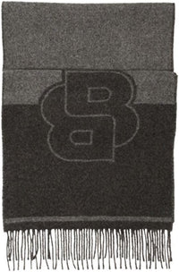 Hugo Boss Men's Rikard B Monogram Wool Scarf, Medium Grey