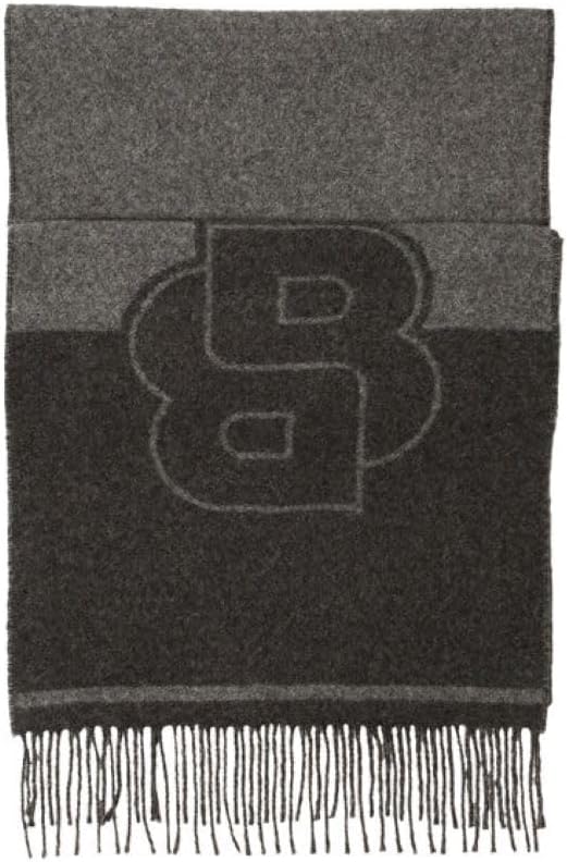 Hugo Boss Men's Rikard B Monogram Wool Scarf, Medium Grey