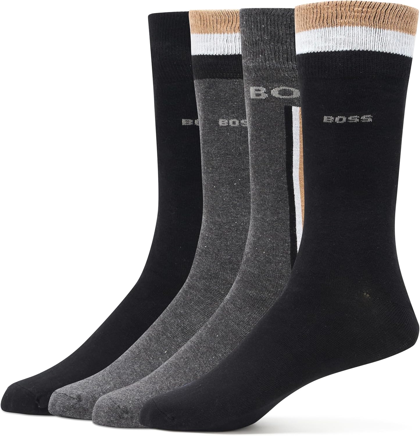 Hugo Boss Men's 4-Pack Iconic Dress Sock Gift Set, Black, 7-13 7-13 Black