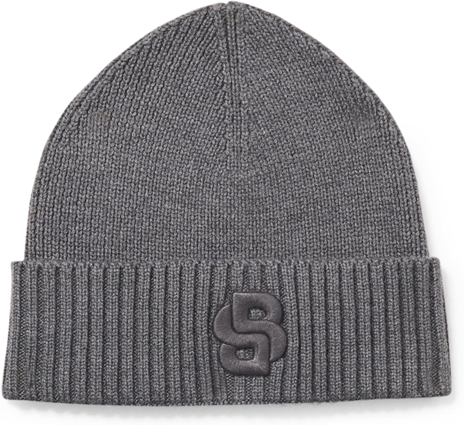 Hugo Boss Men's Edo Double B Logo Beanie, Medium Grey One Size Medium Grey