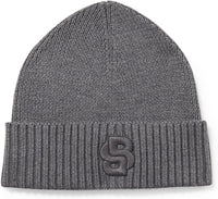 Hugo Boss Men's Edo Double B Logo Beanie, Medium Grey One Size Medium Grey