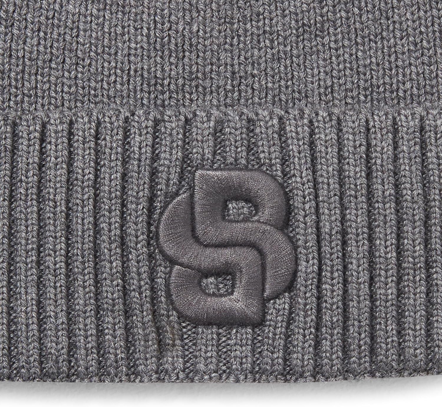 Hugo Boss Men's Edo Double B Logo Beanie, Medium Grey