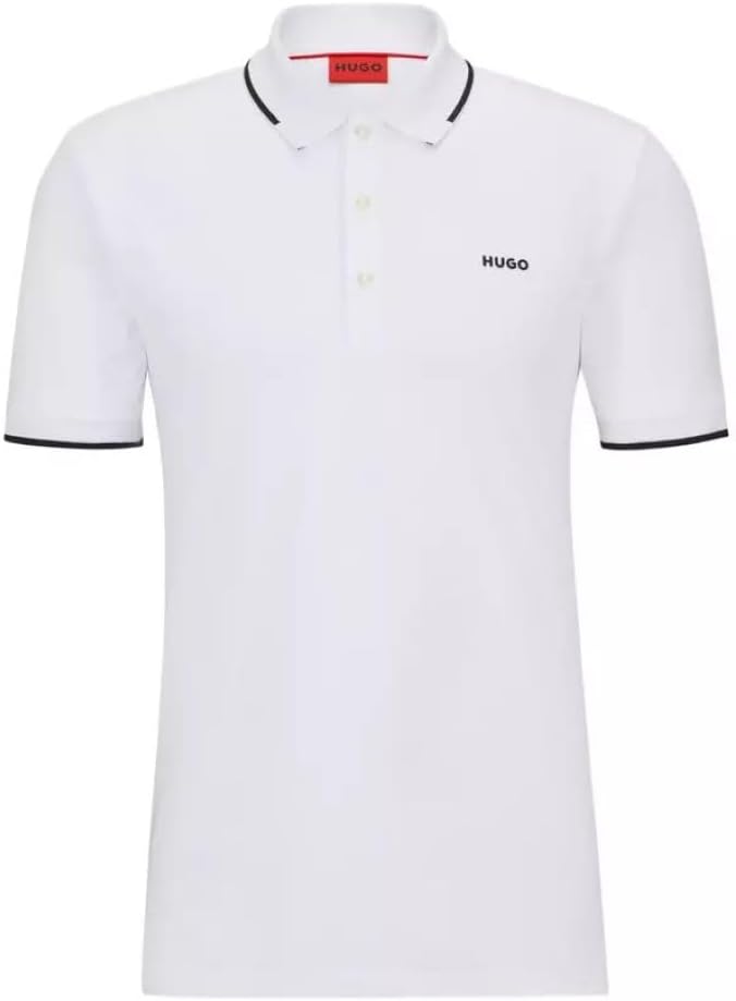 Hugo Men's Dinoso222 Rubber Logo Polo Shirt, White White
