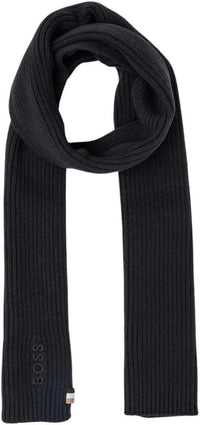 Hugo Boss Men's Magico Ribbed Scarf, Black One Size Black