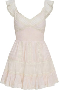 LoveShackFancy Women's Presline Dress, Tea Rose Pink M Tea Rose Pink