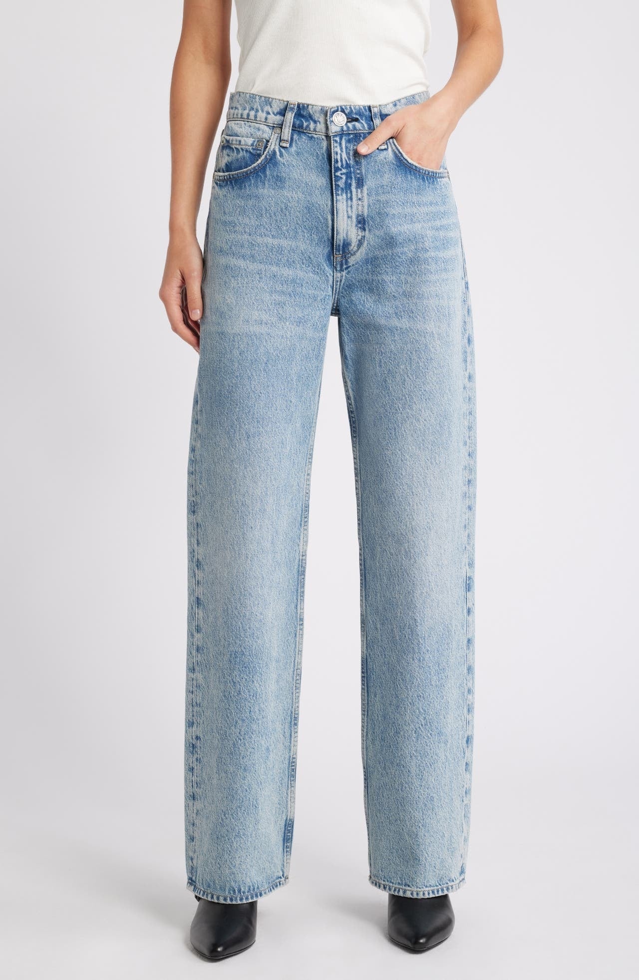 rag & bone Women's Shea High-Rise Straight Leg Jeans, Quincy Quincy