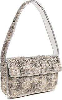 STAUD Women's Tommy Beaded Bag, Silver Garden Party One Size Silver