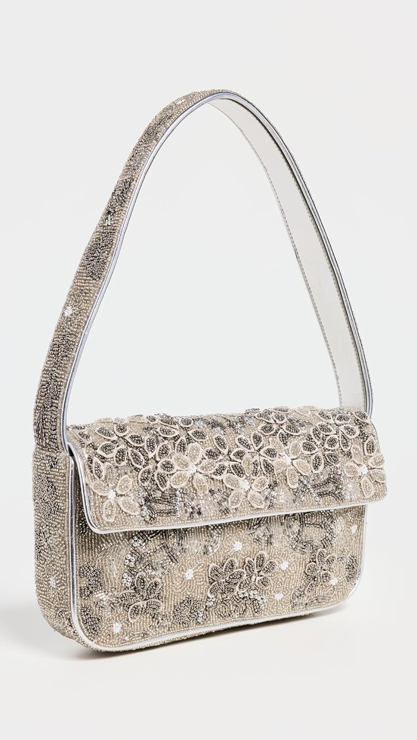 STAUD Women's Tommy Beaded Bag, Silver Garden Party