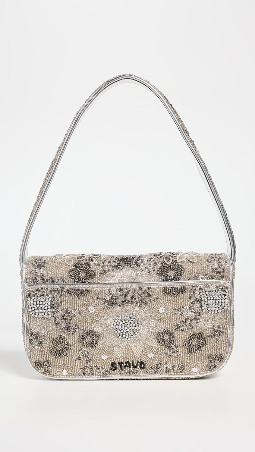 STAUD Women's Tommy Beaded Bag, Silver Garden Party
