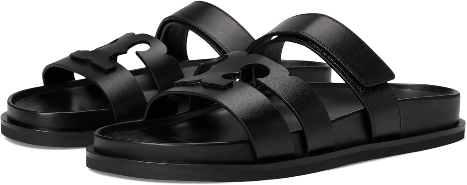 Tory Burch Women's INES Leather Sport Slides, Perfect Black Black
