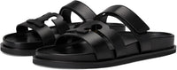 Tory Burch Women's INES Leather Sport Slides, Perfect Black Black