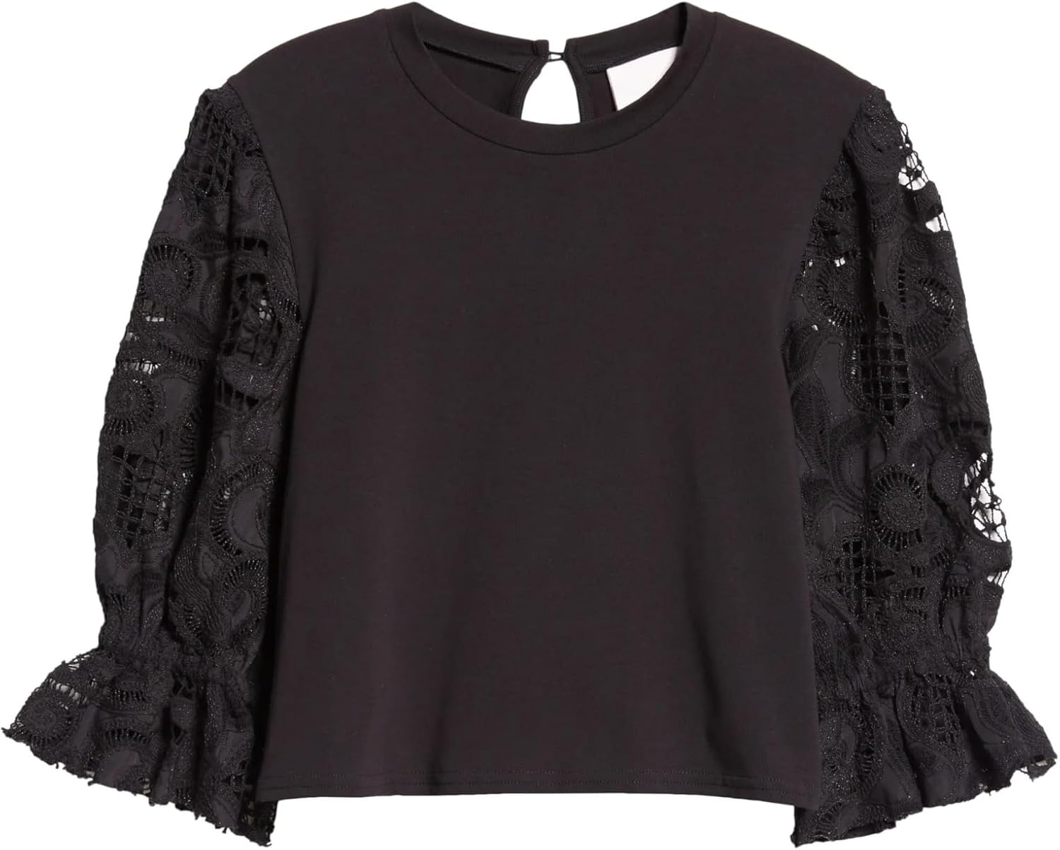 Cinq a Sept Women's Embroidered Cotton Paisley Carmine Sweater, Black