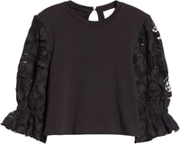 Cinq a Sept Women's Embroidered Cotton Paisley Carmine Sweater, Black