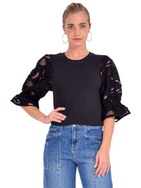 Cinq a Sept Women's Embroidered Cotton Paisley Carmine Sweater, Black