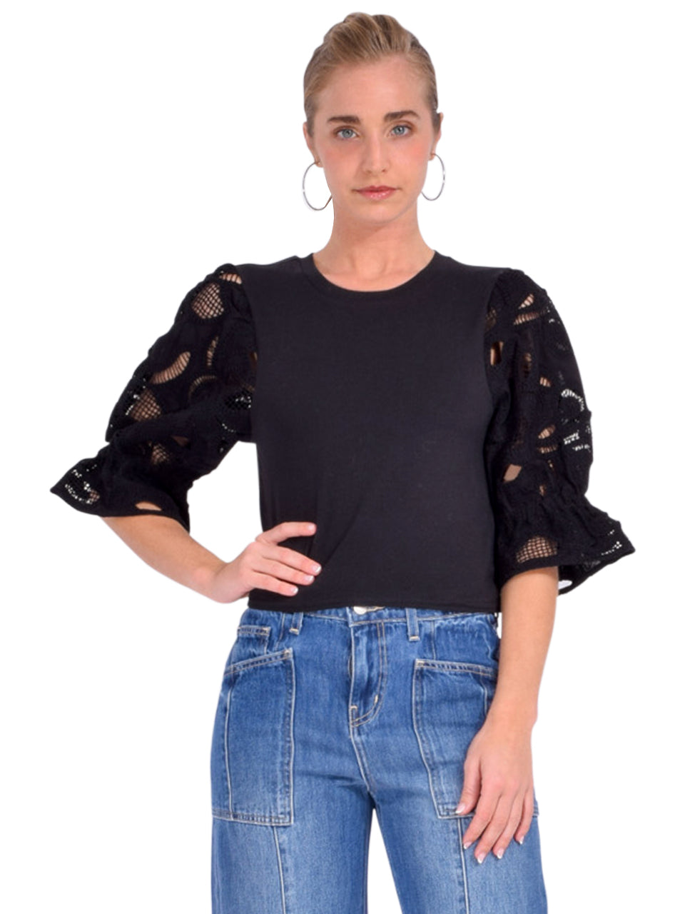 Cinq a Sept Women's Embroidered Cotton Paisley Carmine Sweater, Black