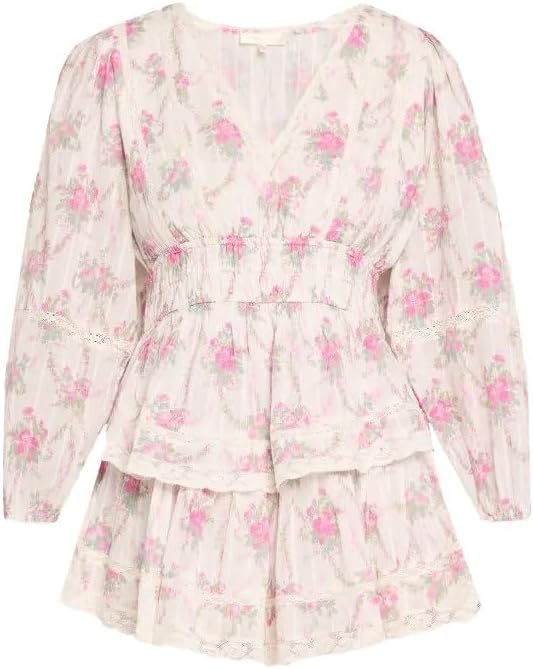 LoveShackFancy Women's Rosamina Dress, Rose Picnic Rose Picnic
