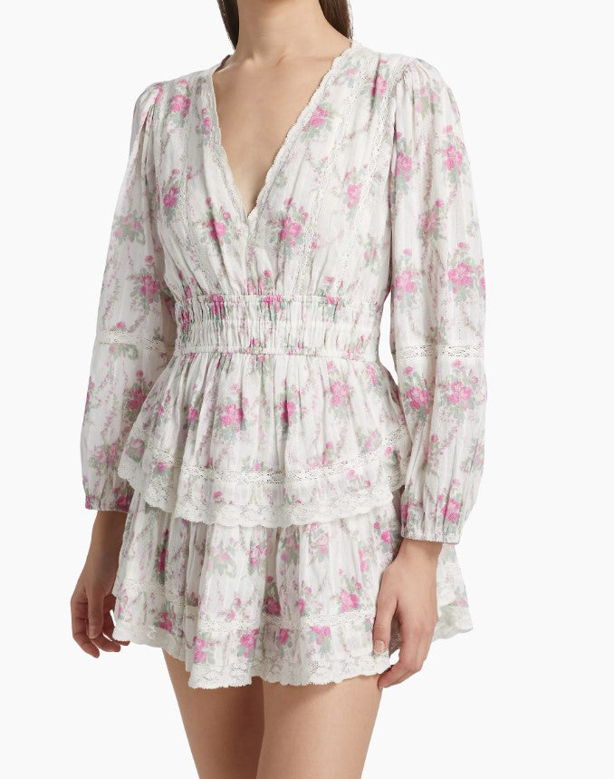 LoveShackFancy Women's Rosamina Dress, Rose Picnic
