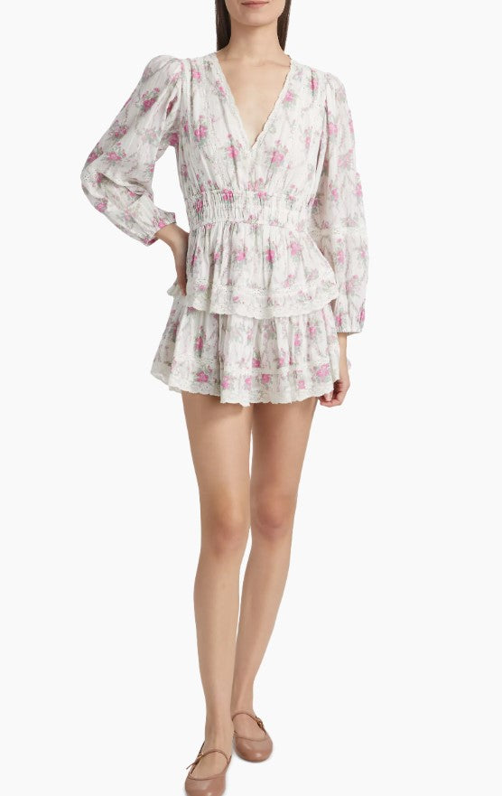 LoveShackFancy Women's Rosamina Dress, Rose Picnic