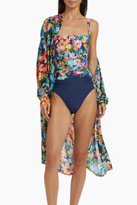 Johnny Was Women's Ruched One-Piece Swimsuit, Wild Bloom Navy