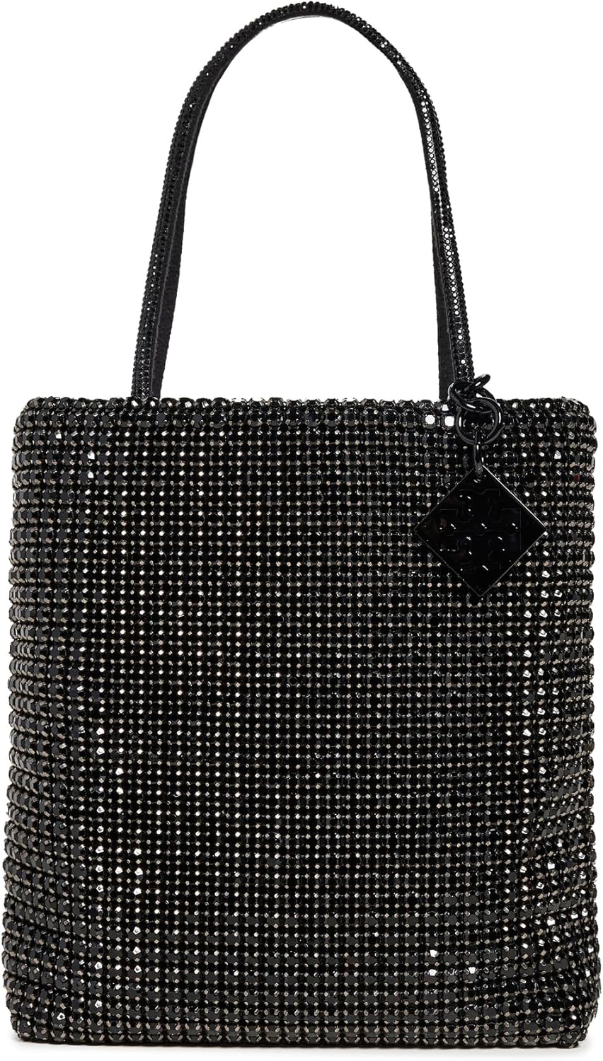 Tory Burch Women's Night Owl Crystal Embellished Mini Tote, Black One Size Black