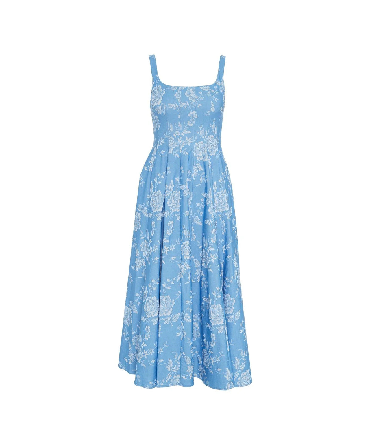 Staud Women's Wells Midi Dress, Blue Rose