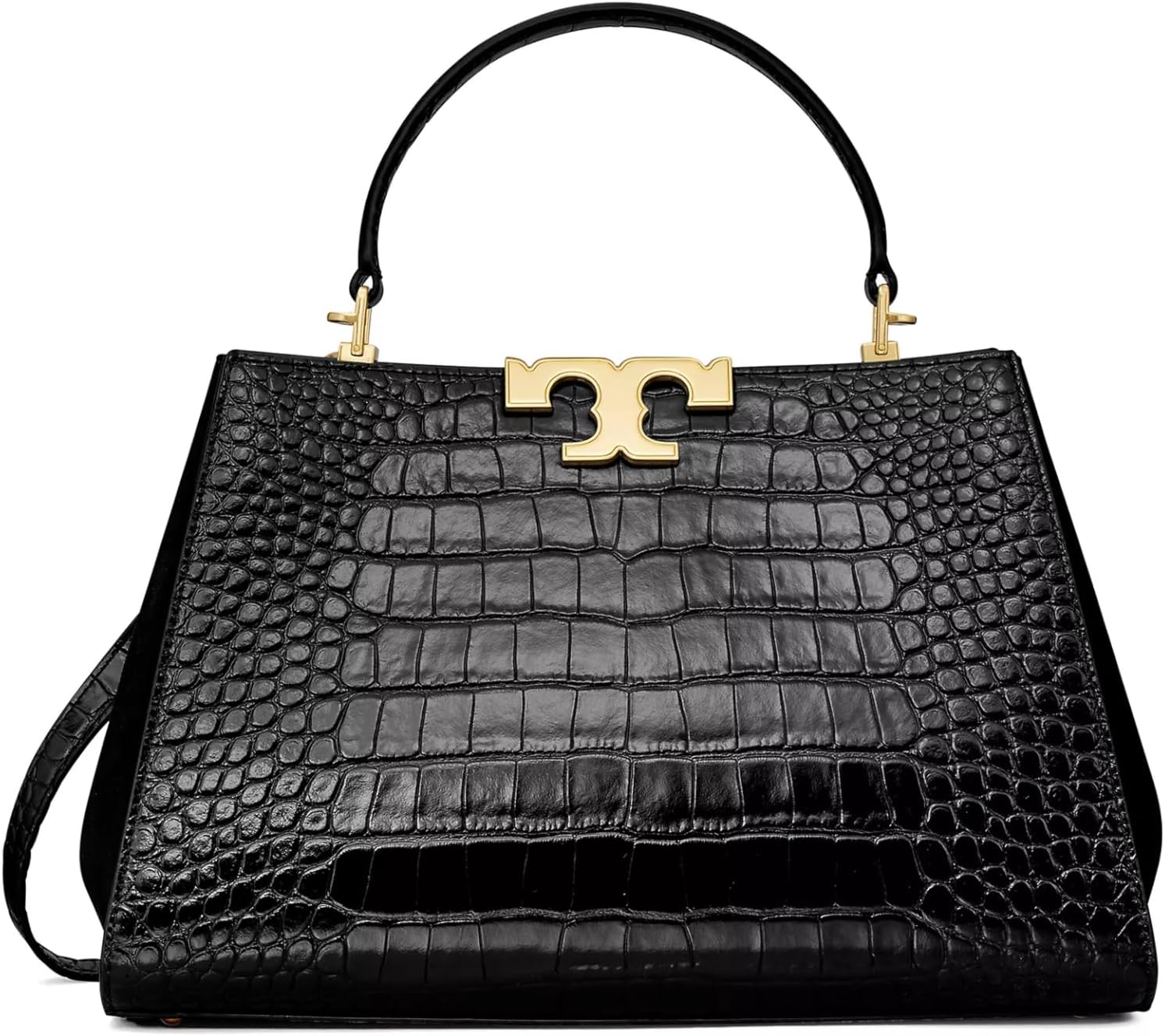 Tory Burch Women's Eleanor Croc Embossed Satchel, Black One Size Black