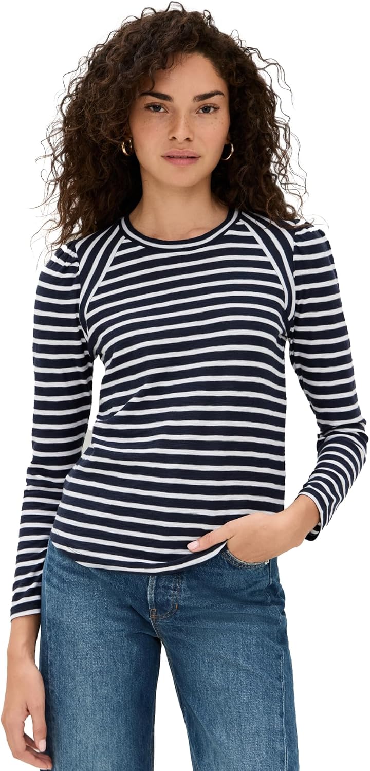 Veronica Beard Women's Mason Baseball Tee, Navy/White