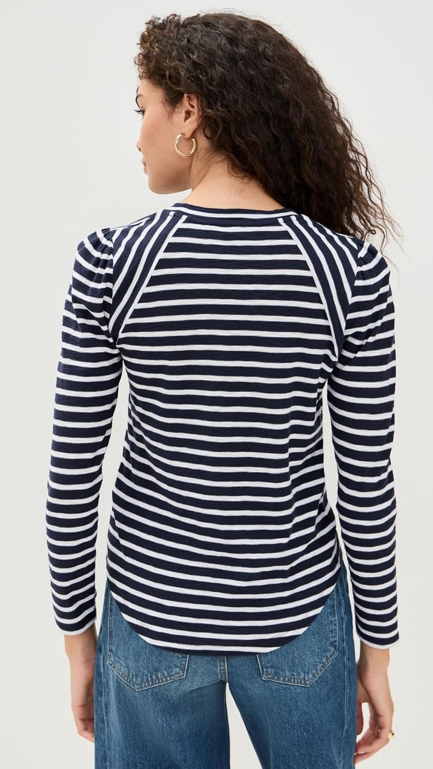 Veronica Beard Women's Mason Baseball Tee, Navy/White