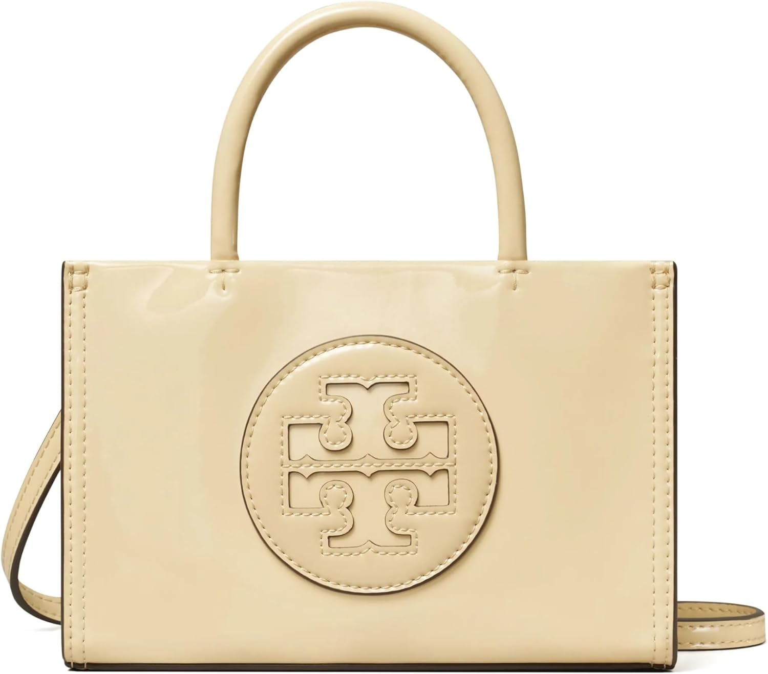 Tory Burch Women's Ella Bio Patent Mini Tote, Vanilla Soft Serve