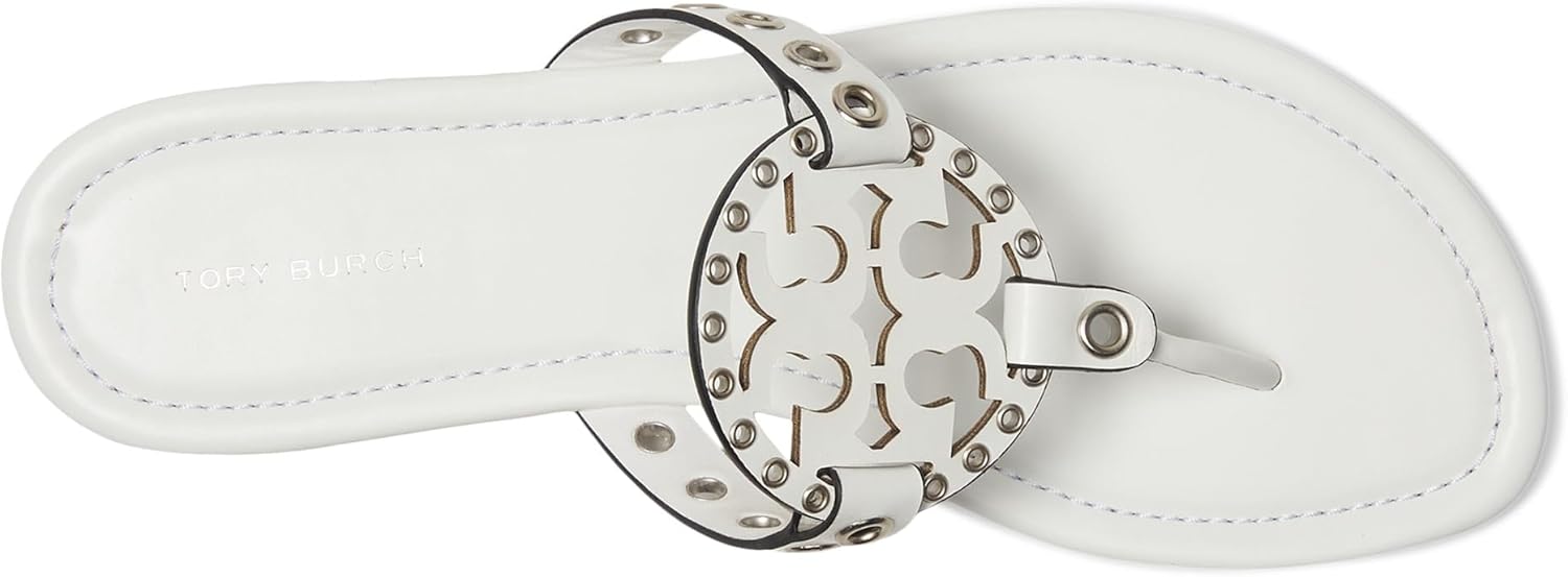 Tory Burch Women's Miller Eyelet Sandal, Cloud Silver